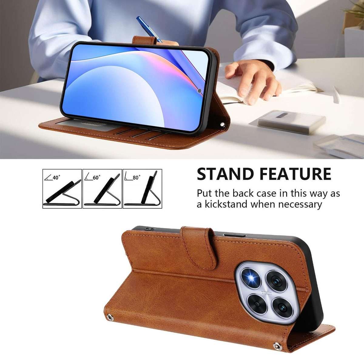 For Redmi Note 14 Pro 5G / 14 Pro+ 5G Litter Panda Embossing RFID Leather Phone Case w ... (Brown)