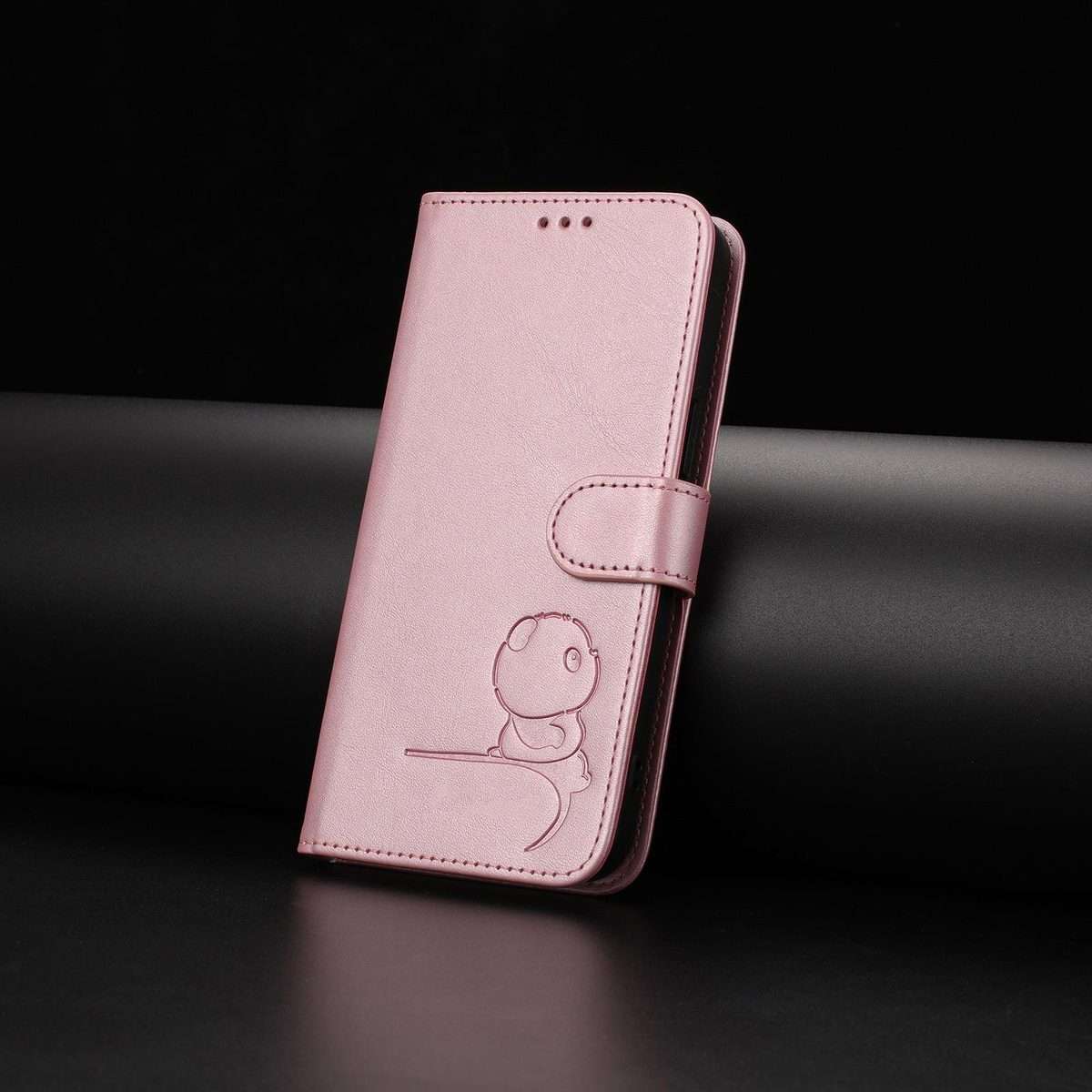 For Redmi Note 15 Pro+ 5G Global 163.3mm Litter Panda Embossing RFID Leather Phone Case ... (Pink)