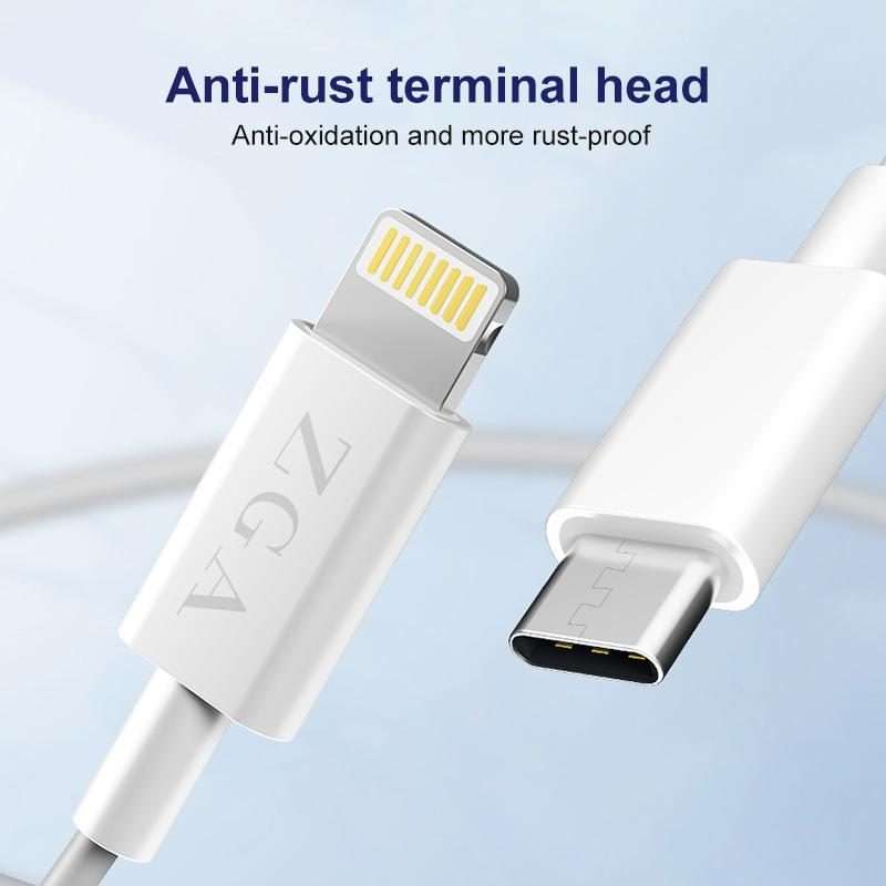 ZGA CB01 PD20W USB-C / Type-C to 8 Pin Fast Charging Data Cable, Length:1m(White)