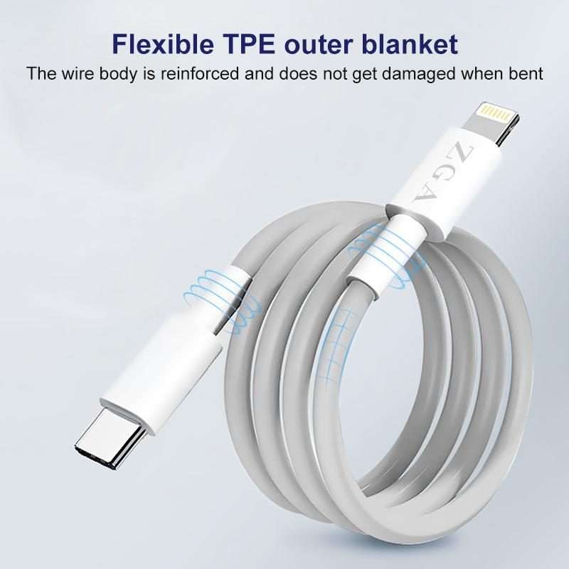 ZGA CB01 PD20W USB-C / Type-C to 8 Pin Fast Charging Data Cable, Length:1m(White)