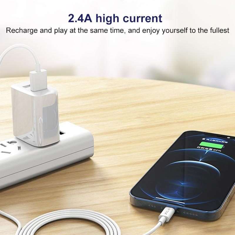 ZGA CB02 2.4A USB to 8 Pin Charging Data Cable, Length:1m(White)