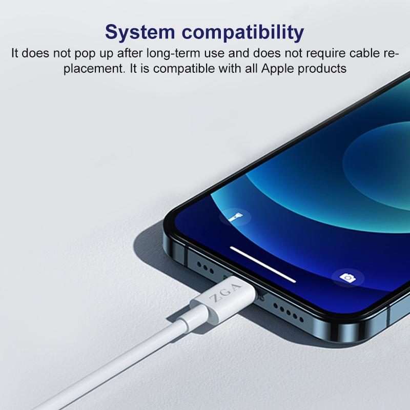ZGA CB02 2.4A USB to 8 Pin Charging Data Cable, Length:1m(White)
