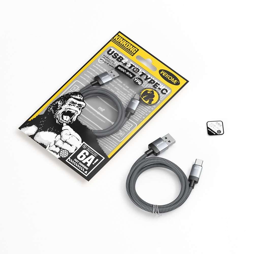 WK WDC-97 Kingkong Ruike Series Braided Charging Data Cable, USB to USB-C / Type-C Por ... (Black)