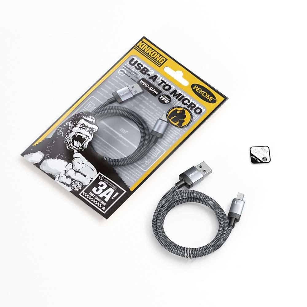 WK WDC-97 Kingkong Ruike Series Braided Charging Data Cable, USB to Micro USB Port, Le ... (Black)