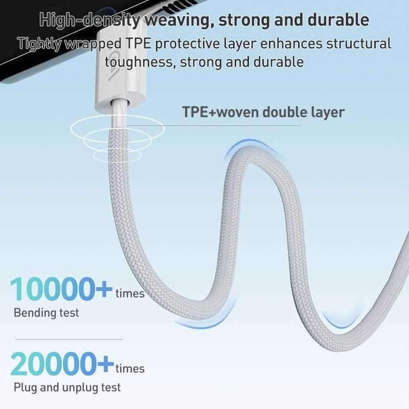 ZGA CB06 60W Type-C to Type-C Fast Charging Braided Data Cable, Length: 1m(White)