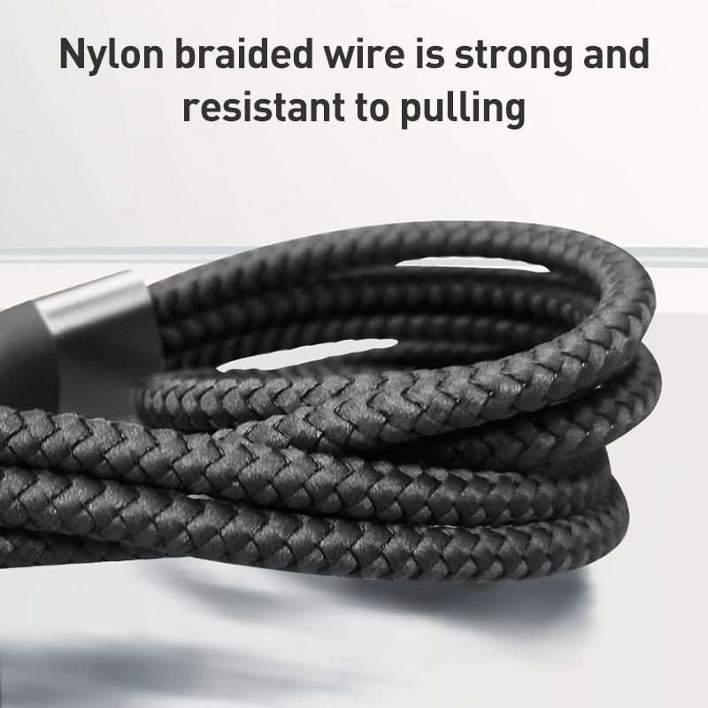 ZGA CB08 5A 3 in 1 USB Fast Charging Braided Data Cable, Length: 1.2m(Black)