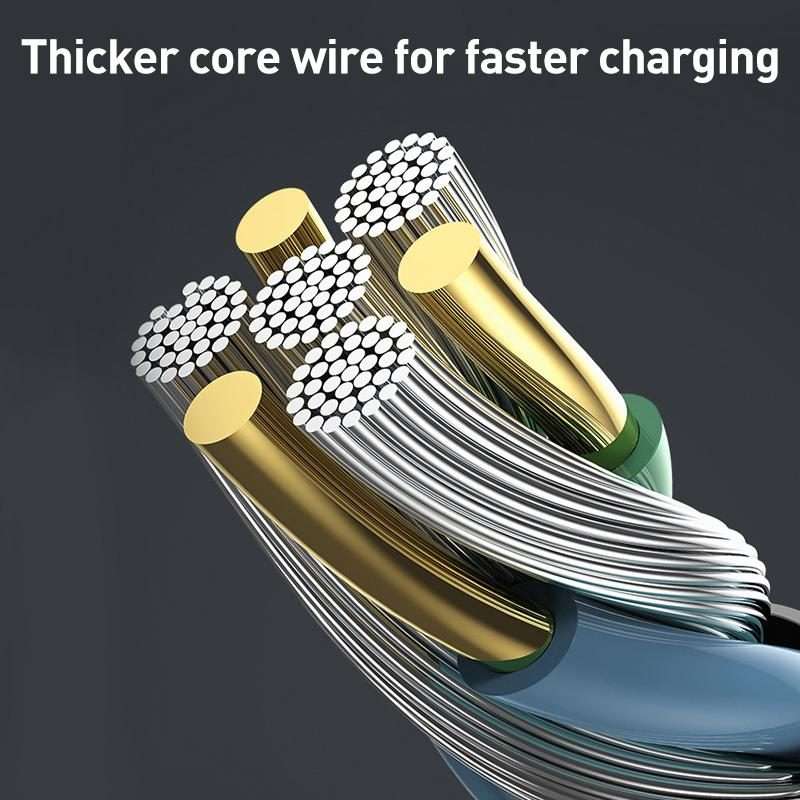 ZGA CB08 5A 3 in 1 USB Fast Charging Braided Data Cable, Length: 1.2m(Black)