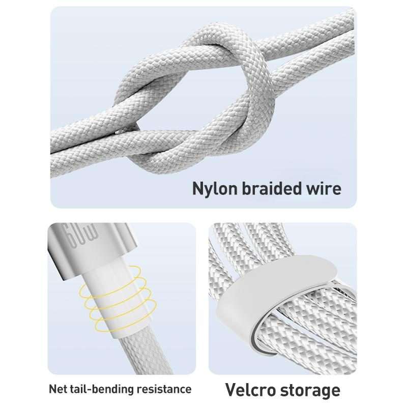 ZGA CB10 60W USB/Type-C to 8 Pin/Type-C 4 in 1 Fast Charging Data Cable, Length: 1.2m(White)