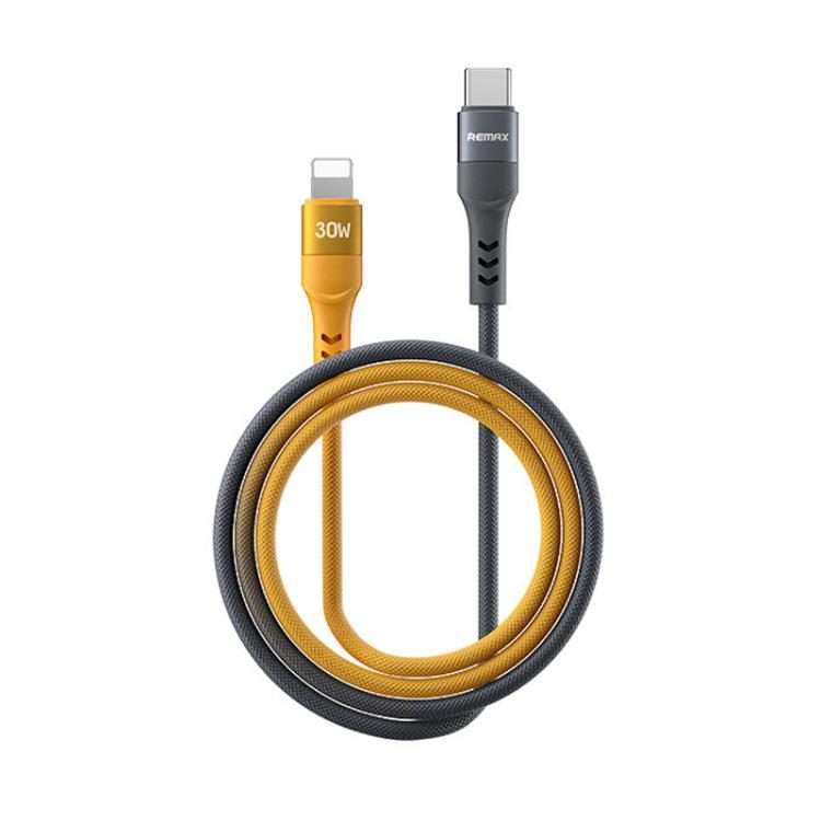 REMAX CB16 PD30W Type-C to 8 Pin Macaron Braided Fast Charging Data Cable, Leng ... (Black Orange)