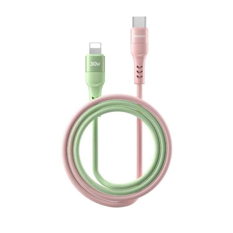REMAX CB16 PD30W Type-C to 8 Pin Macaron Braided Fast Charging Data Cable, Length ... (Pink Green)