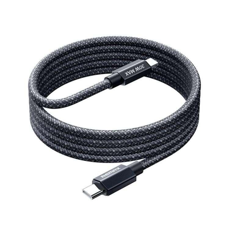 REMAX CB01 PD30W Type-C to 8 Pin Aluminum Alloy Braided Fast Charging Data Cable with ... (Black)