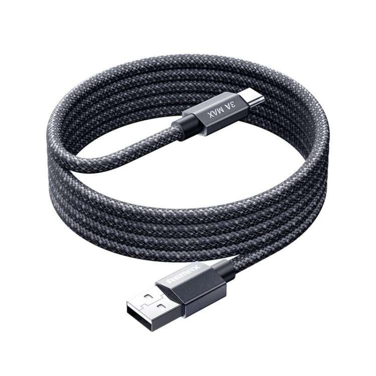 REMAX CB01 3A USB to Type-C Aluminum Alloy Braided Fast Charging Data Cable with LED L ... (Black)