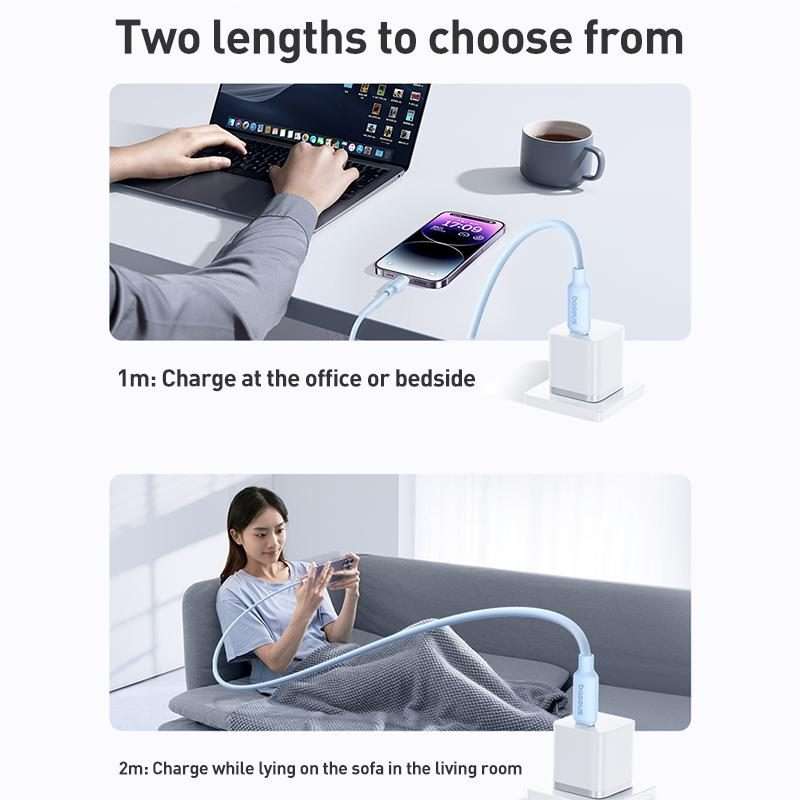 Baseus Foamed Silicone 20W Type-C to 8 Pin Fast Charging Cable, Length: 2m(White)