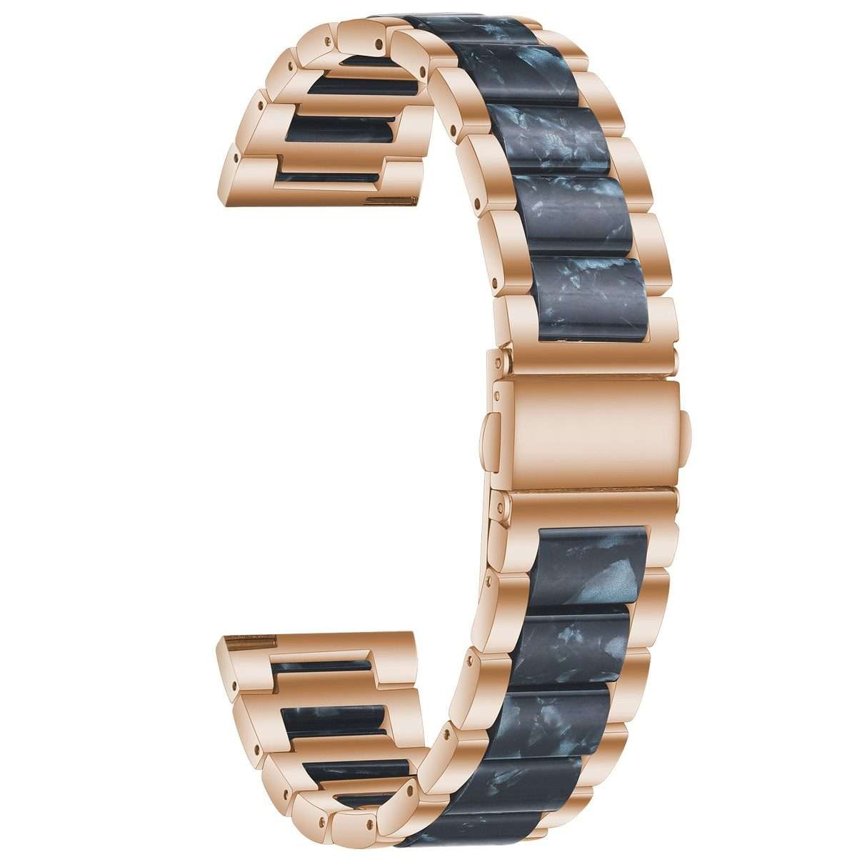 20mm xDfind Three Beads Metal Resin Watch Band(Rose Gold Blue)