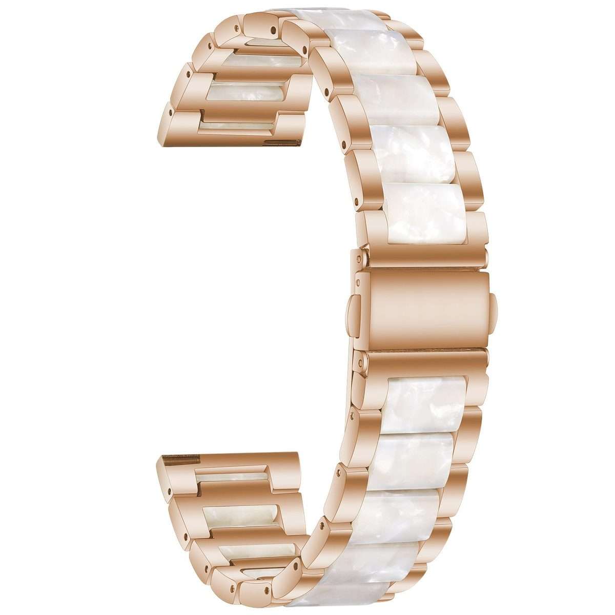 20mm xDfind Three Beads Metal Resin Watch Band(Rose Gold White)