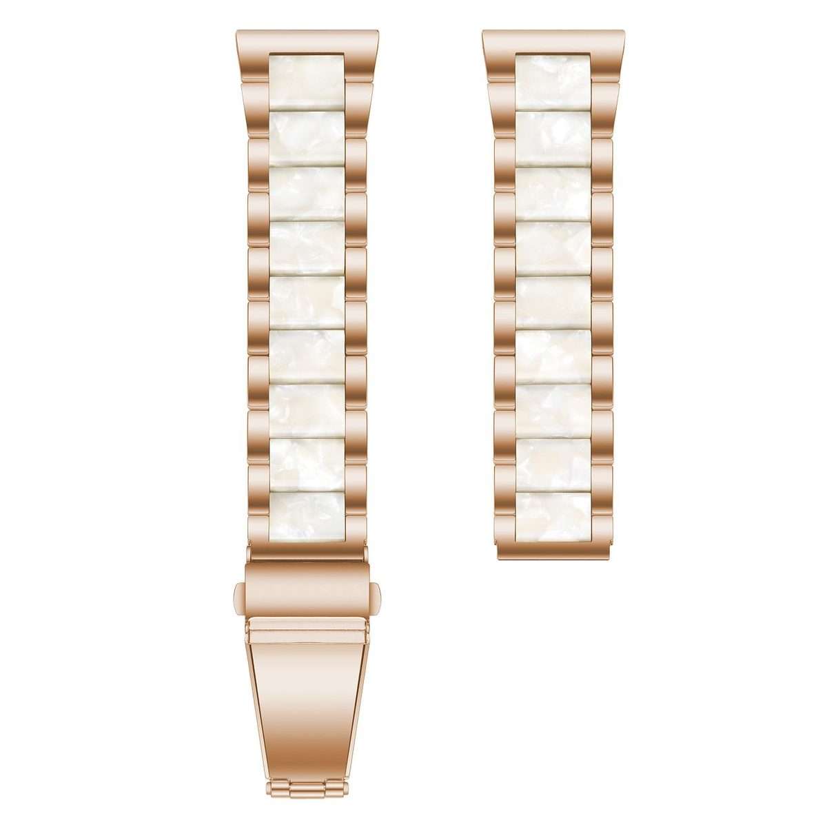 20mm xDfind Three Beads Metal Resin Watch Band(Rose Gold White)