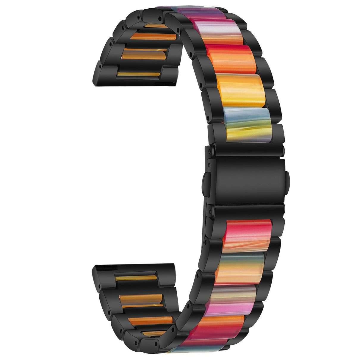 20mm xDfind Three Beads Metal Resin Watch Band(Black Rainbow)