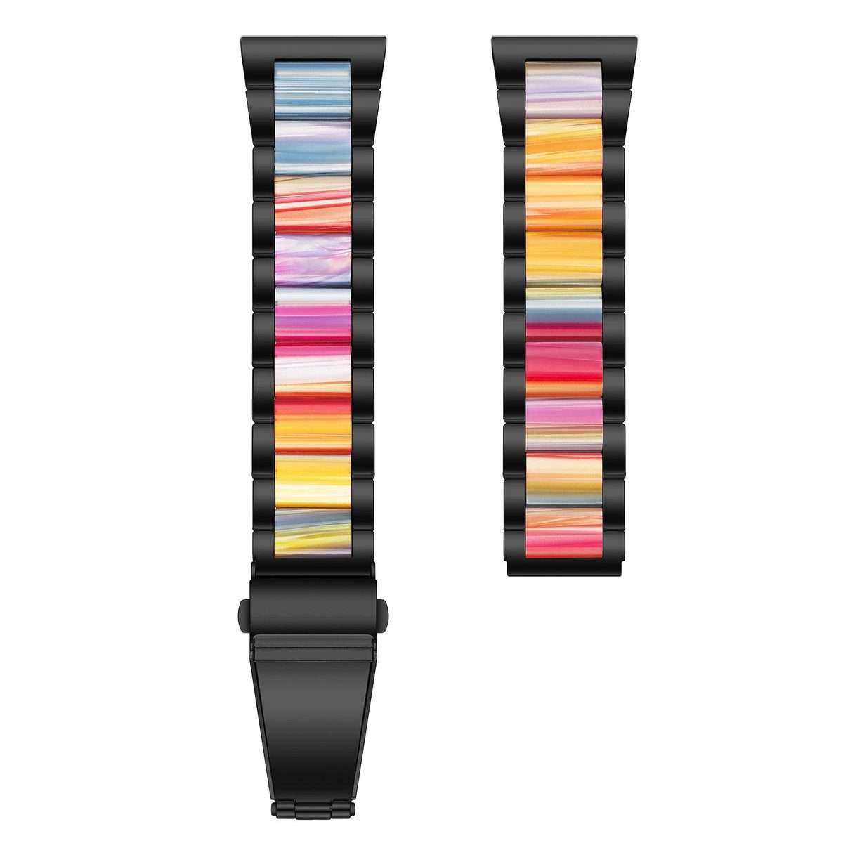 20mm xDfind Three Beads Metal Resin Watch Band(Black Rainbow)