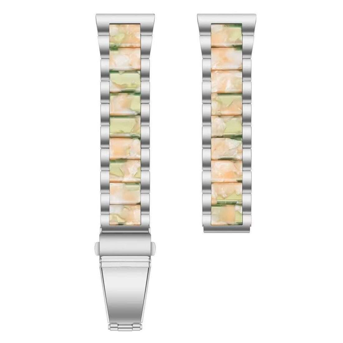 22mm xDfind Three Beads Metal Resin Watch Band(Silver Green)