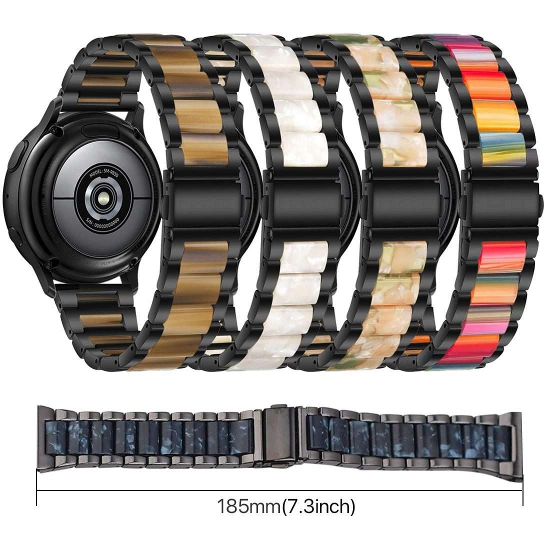 22mm xDfind Three Beads Metal Resin Watch Band(Silver Green)