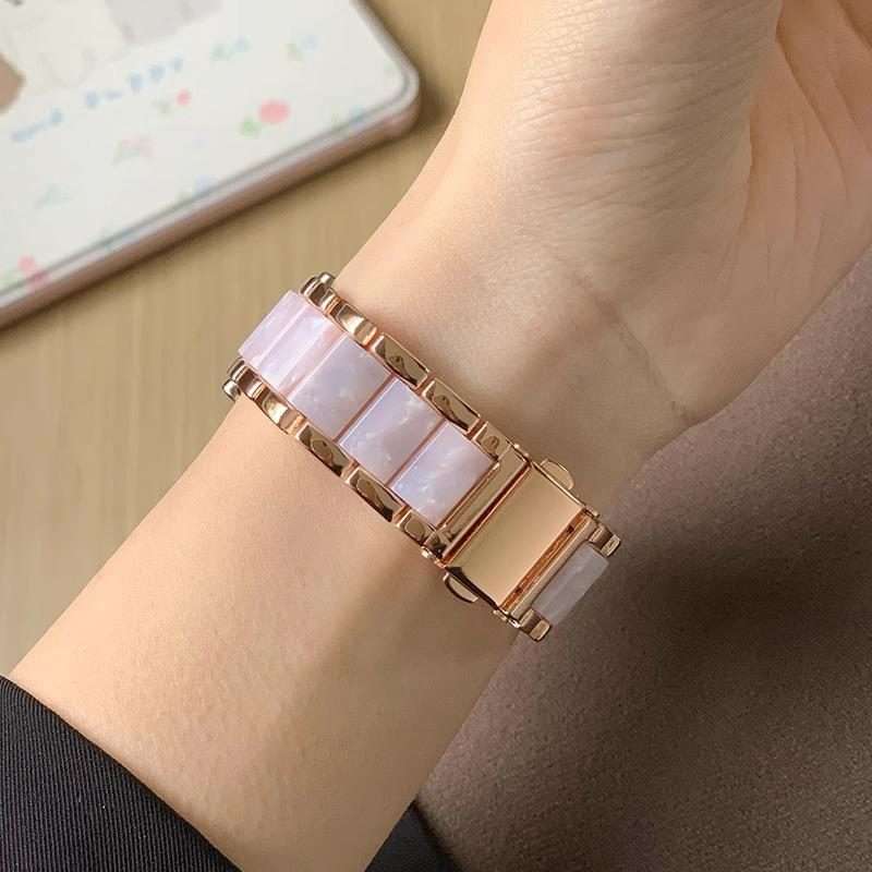 22mm xDfind Three Beads Metal Resin Watch Band(Silver Green)