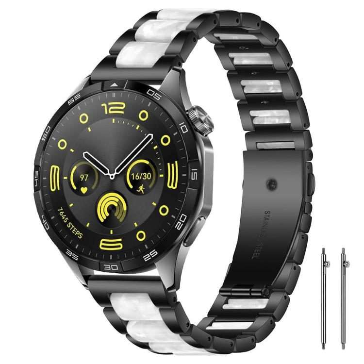 22mm xDfind Three Beads Metal Resin Watch Band(Black White)
