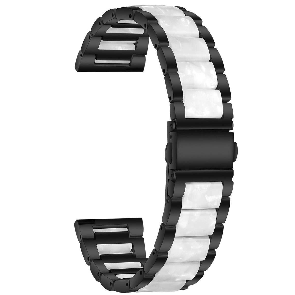 22mm xDfind Three Beads Metal Resin Watch Band(Black White)