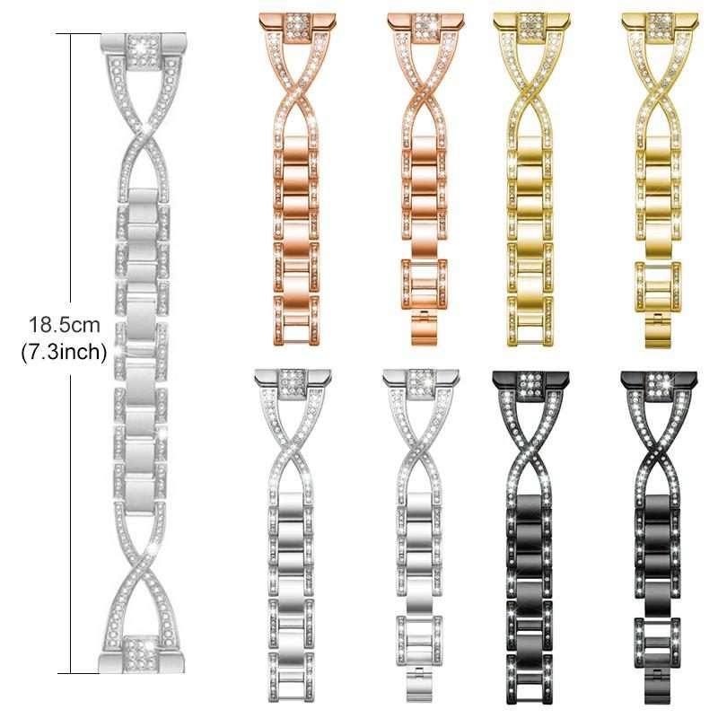 22mm xDfind X-Shaped Single Row Diamond Metal Watch Band(Silver)