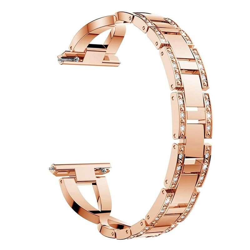 22mm xDfind X-Shaped Single Row Diamond Metal Watch Band(Rose Gold)