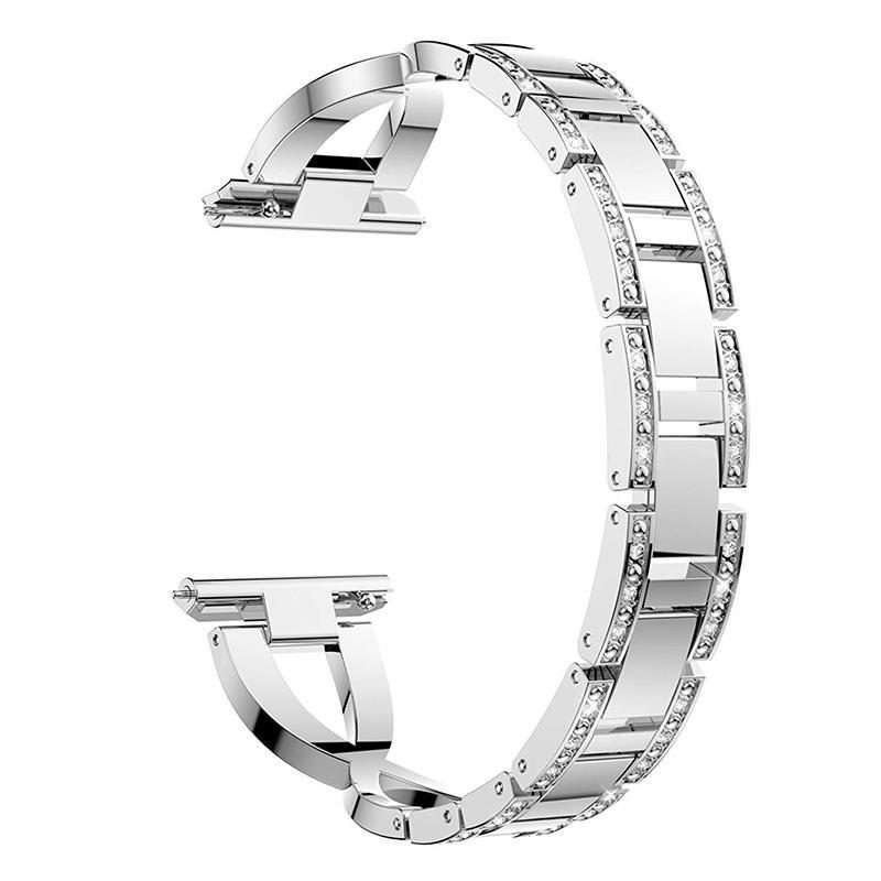 18mm xDfind X-Shaped Single Row Diamond Metal Watch Band(Silver)
