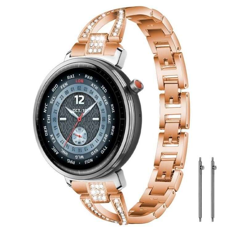 18mm xDfind X-Shaped Single Row Diamond Metal Watch Band(Rose Gold)