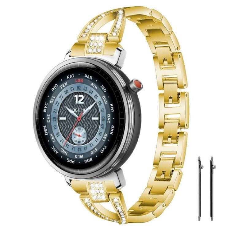18mm xDfind X-Shaped Single Row Diamond Metal Watch Band(Gold)