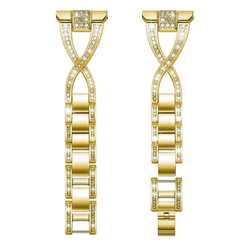 18mm xDfind X-Shaped Single Row Diamond Metal Watch Band(Gold)