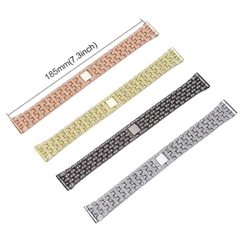 20mm xDfind Five Beads Full Diamond Metal Watch Band(Silver)