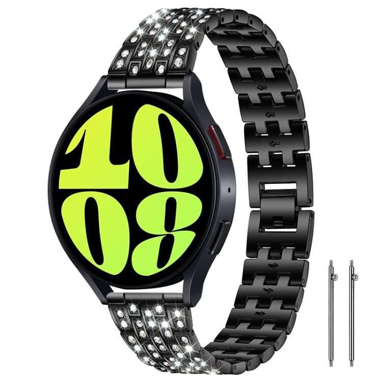 20mm xDfind Five Beads Full Diamond Metal Watch Band(Black)