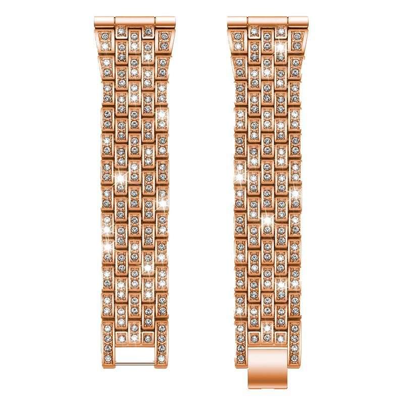 20mm xDfind Five Beads Full Diamond Metal Watch Band(Rose Gold)