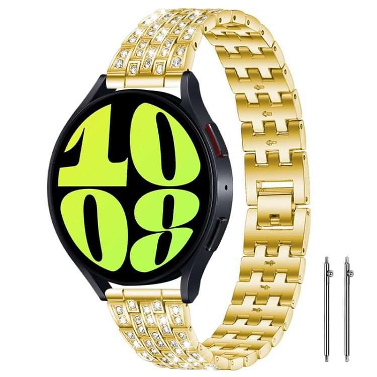 20mm xDfind Five Beads Full Diamond Metal Watch Band(Gold)
