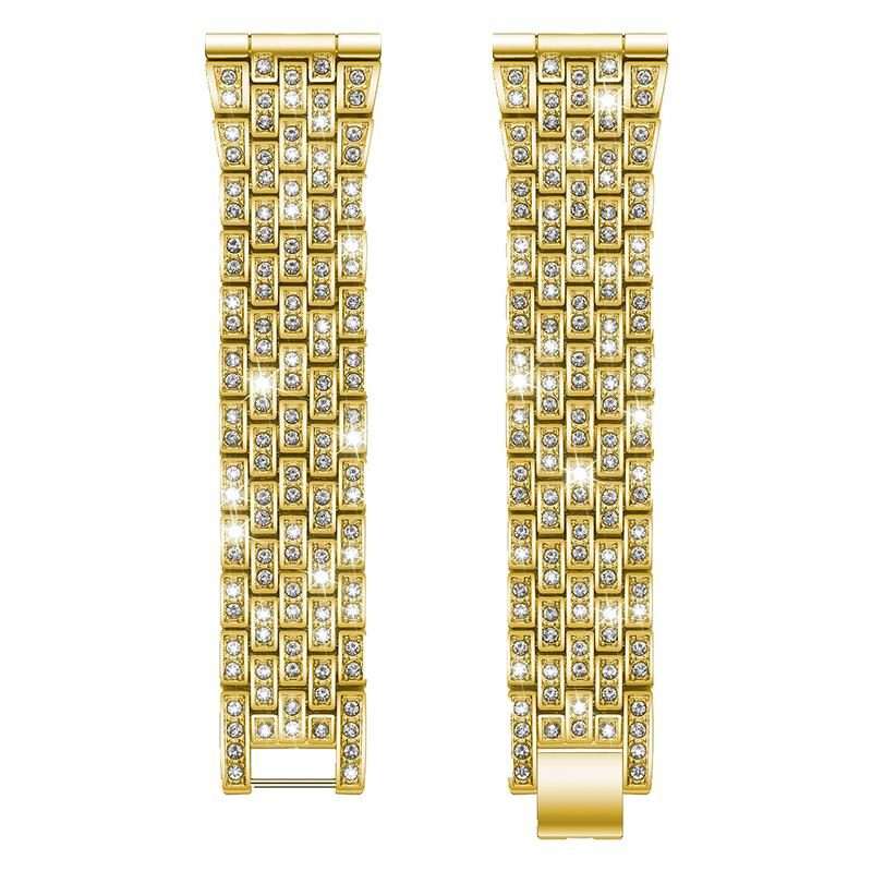20mm xDfind Five Beads Full Diamond Metal Watch Band(Gold)