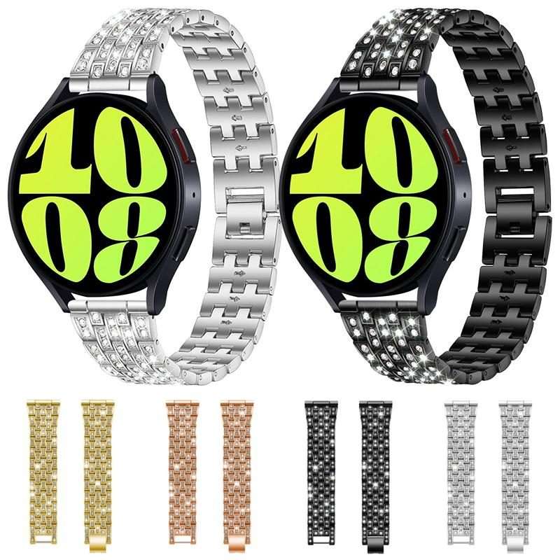 22mm xDfind Five Beads Full Diamond Metal Watch Band(Silver)