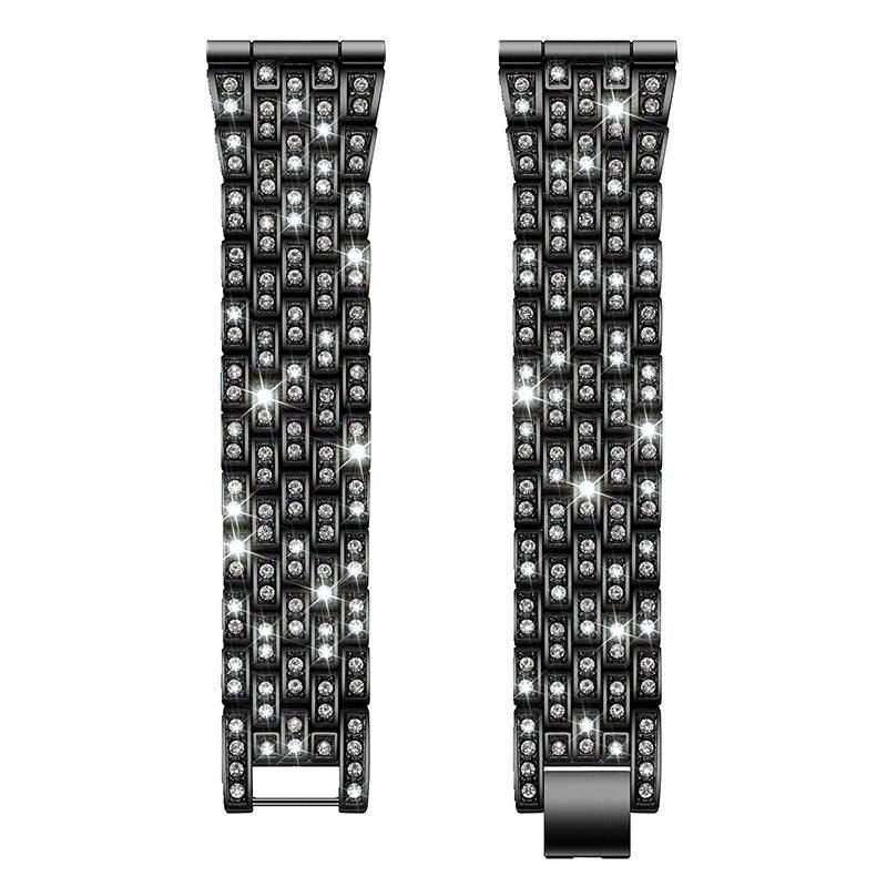 22mm xDfind Five Beads Full Diamond Metal Watch Band(Black)