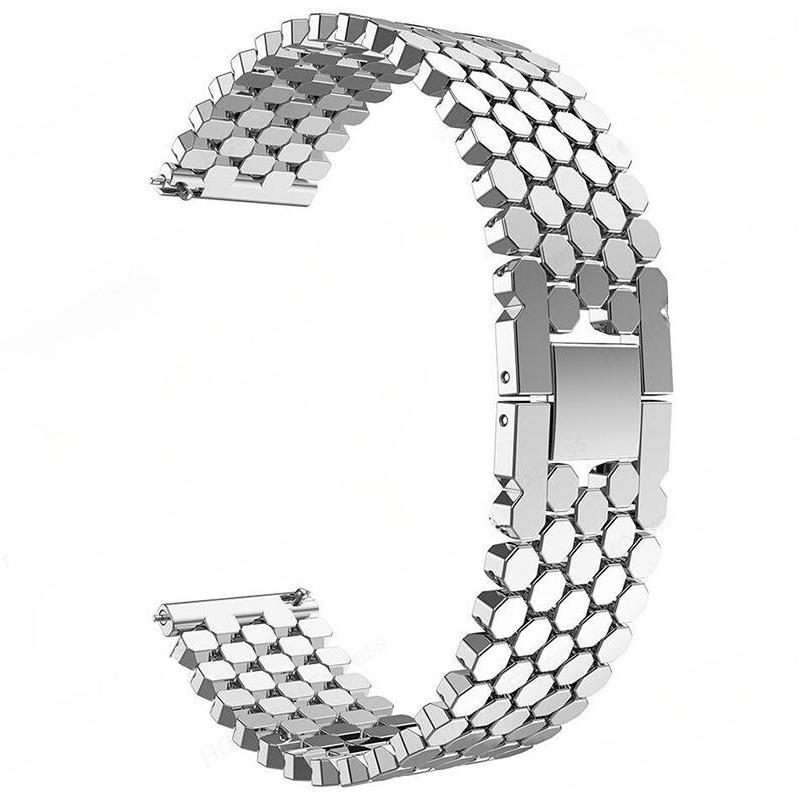 20mm xDfind Fish Scale Texture Metal Watch Band(Silver)