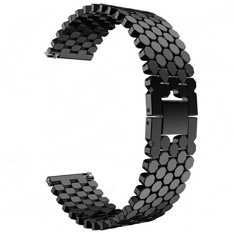 18mm xDfind Fish Scale Texture Metal Watch Band(Black)