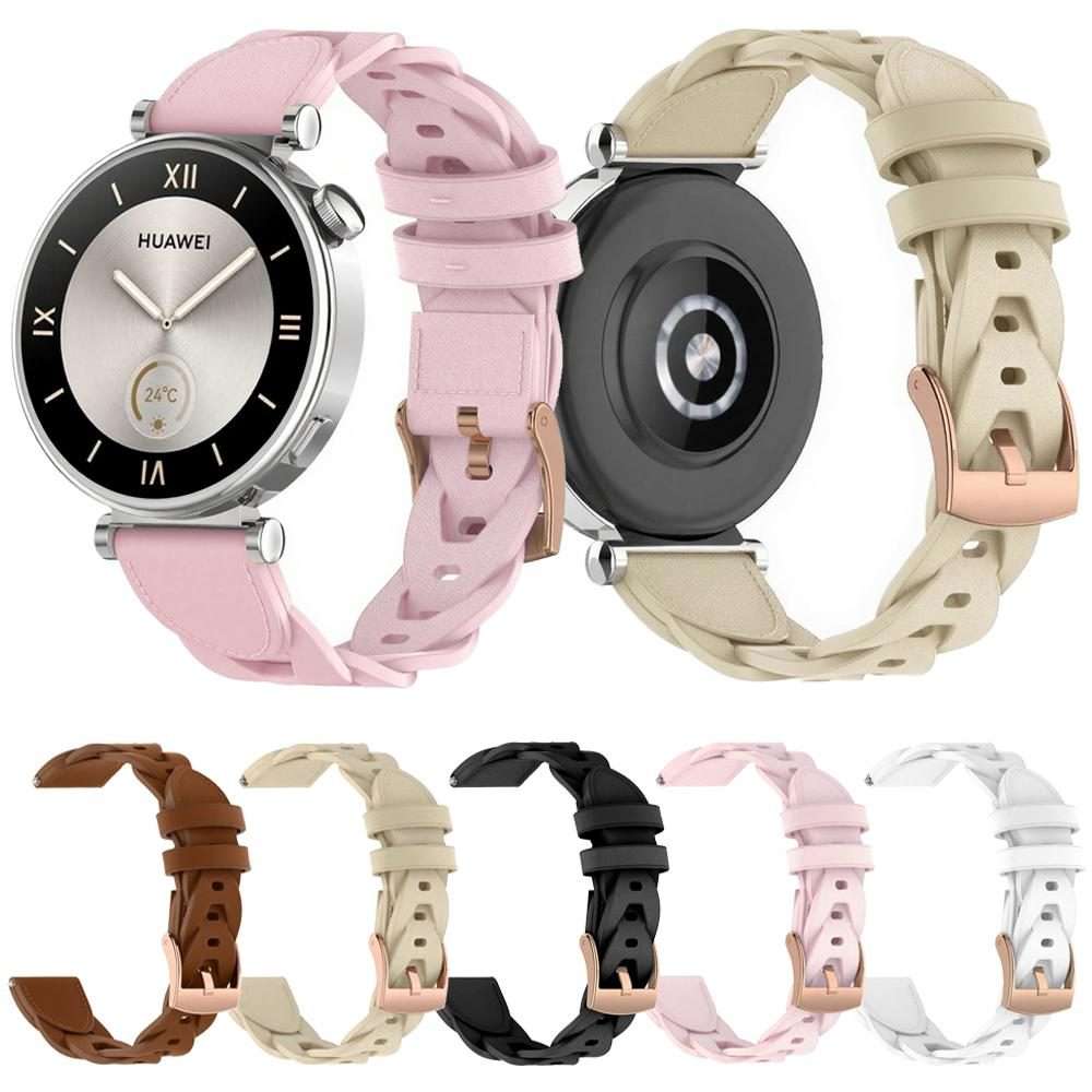 18mm Rose Gold Buckle Twist Leather Watch Band(Black)