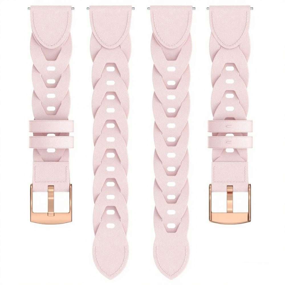18mm Rose Gold Buckle Twist Leather Watch Band(Pink)