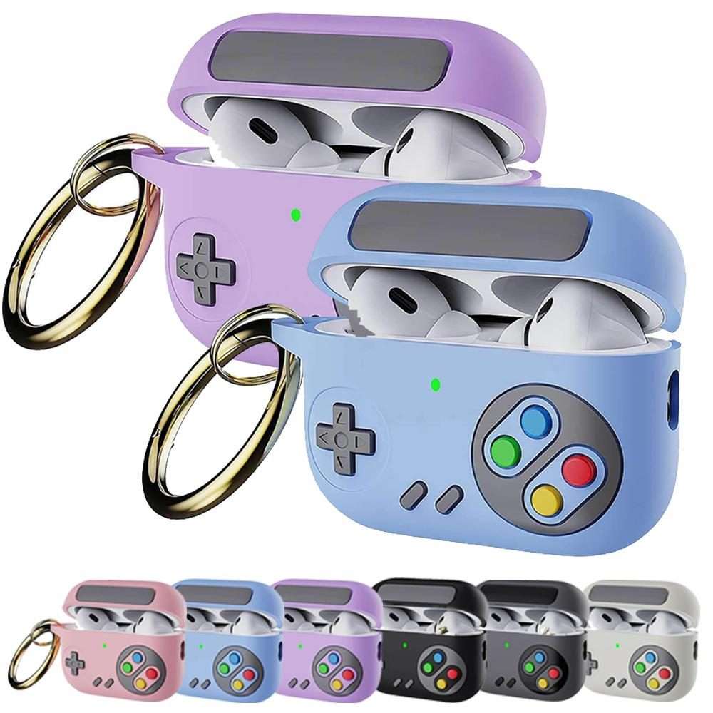 For AirPods 4 Retro Game Console Style Earphone Silicone Protective Case(White)