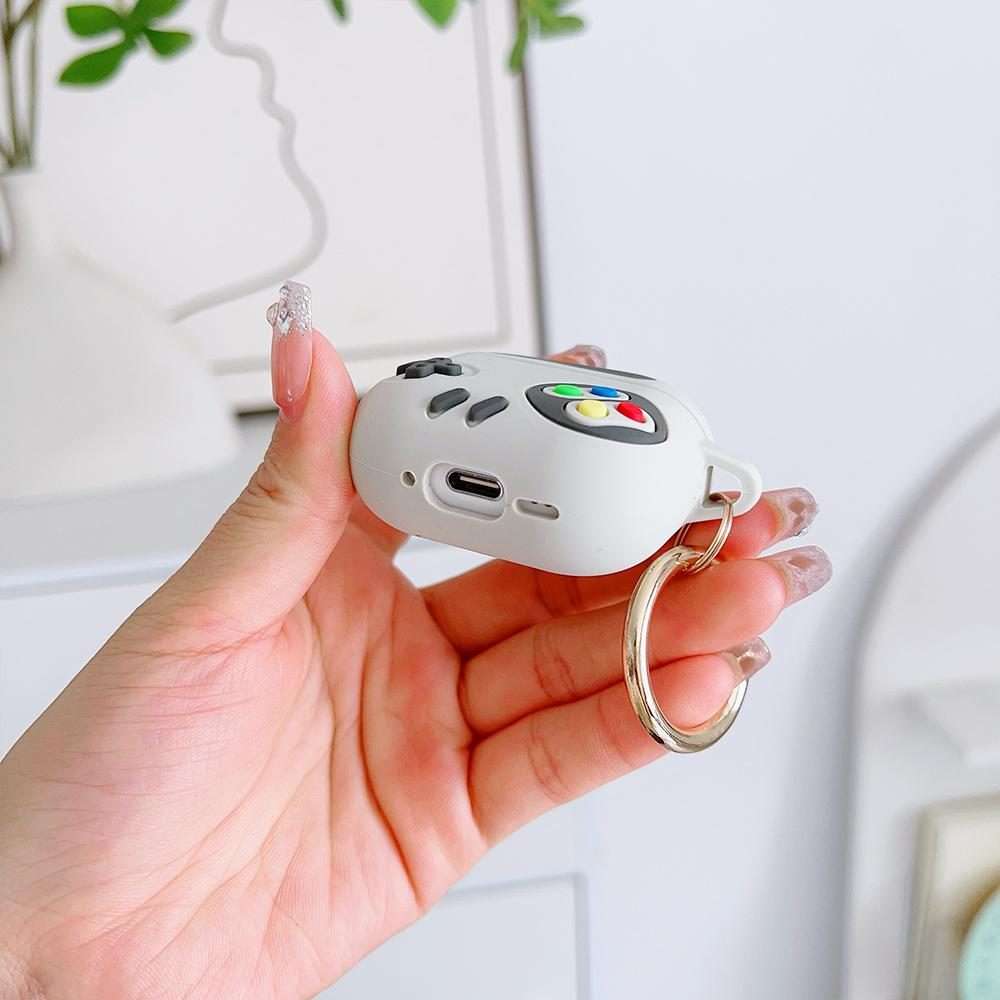For AirPods 4 Retro Game Console Style Earphone Silicone Protective Case(White)