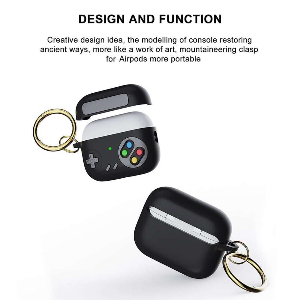 For AirPods 4 Retro Game Console Style Earphone Silicone Protective Case(Black)