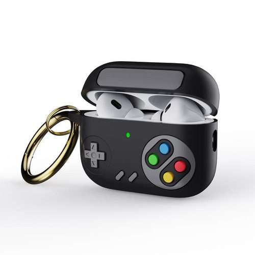 For AirPods Pro 2 Retro Game Console Style Earphone Silicone Protective Case(Black)