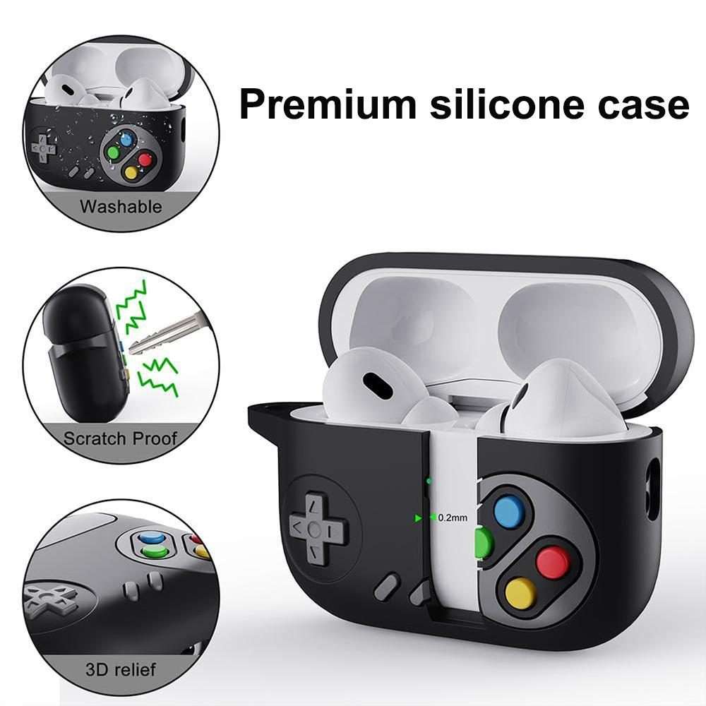 For AirPods Pro 3 Retro Game Console Style Earphone Silicone Protective Case(White)