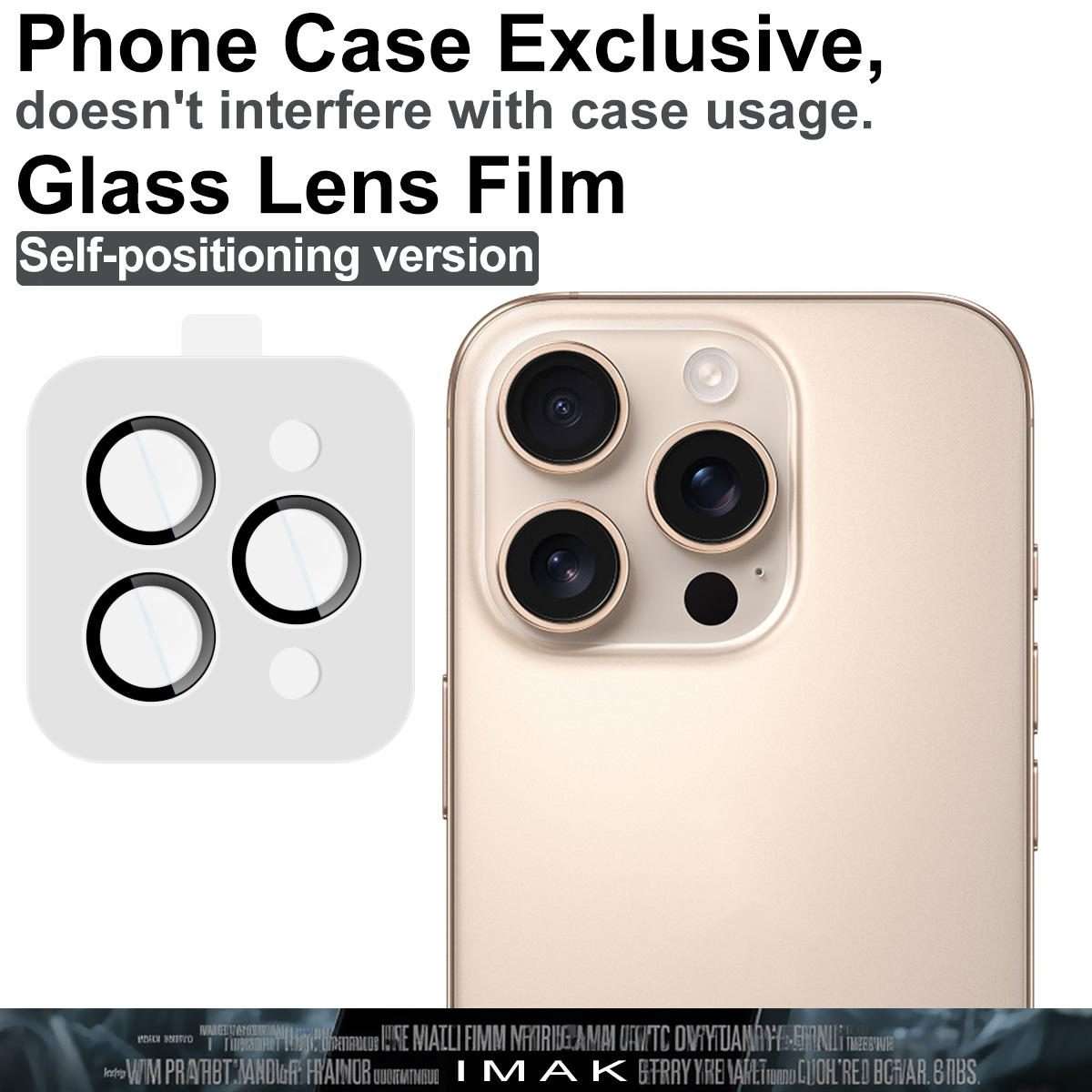For iPhone 16 Pro / 16 Pro Max imak Glass Rear Camera Lens Film Phone Case Exclusive, Self-positio